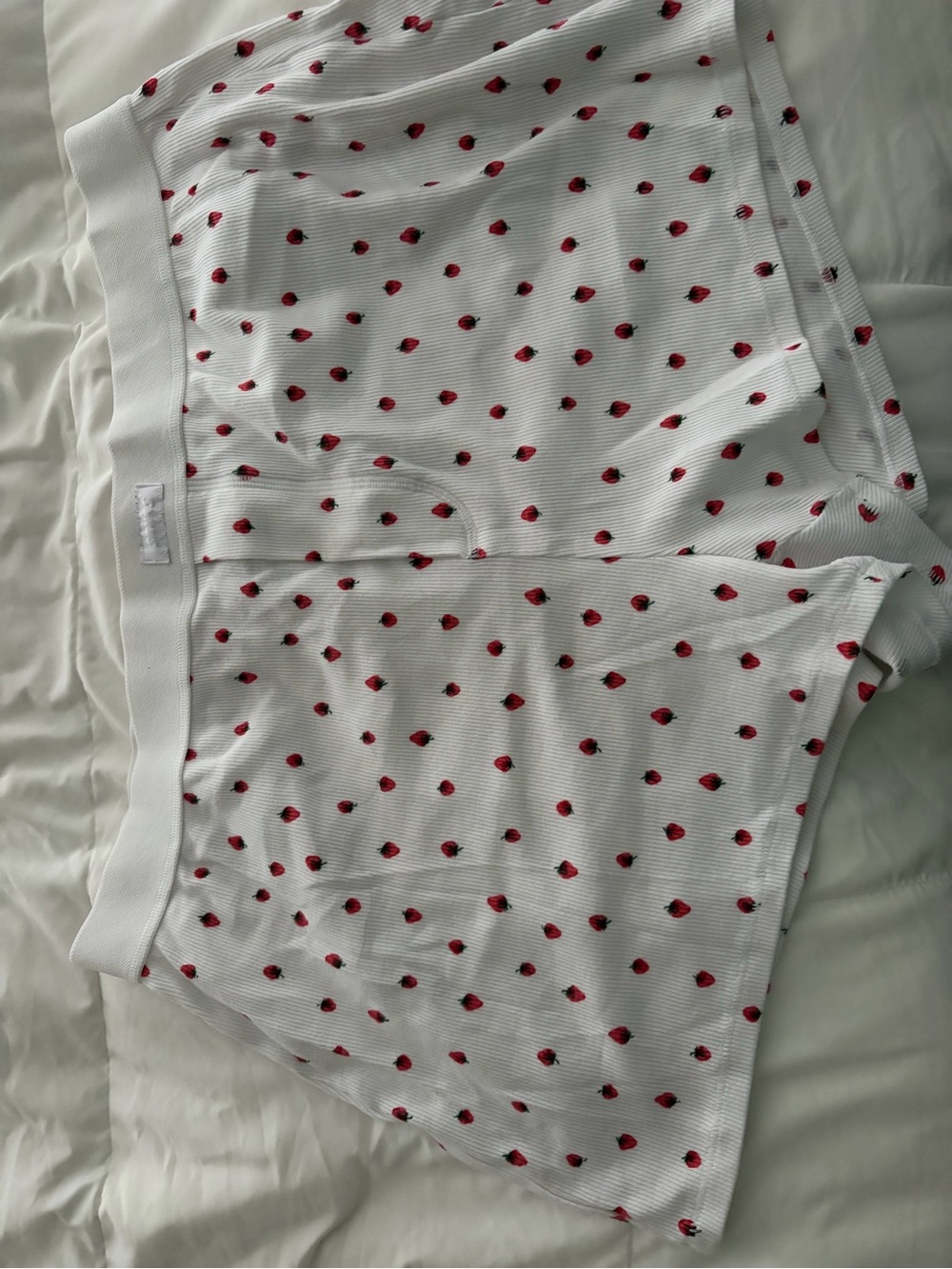 SKIMS White Ribbed Boxer Shorts with strawberries